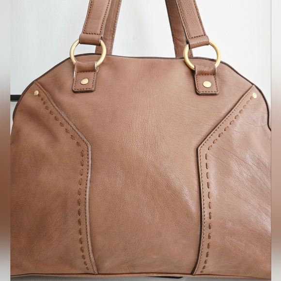 Authentic YSL SAINT LAURENT Muse Brown Y Leather Weekender Boston Travel Tote - Picture 12 of 15